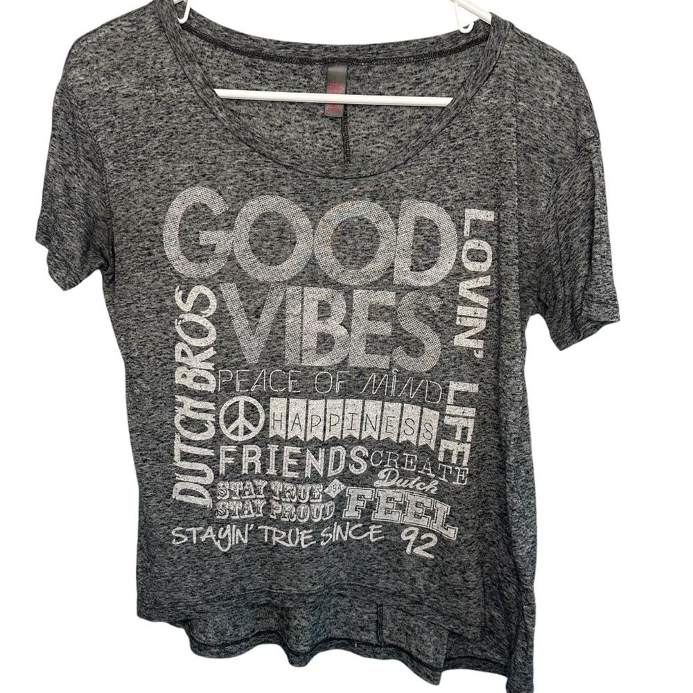 Dutch Bros VINTAGE Faded Gray Tee MEDIUM “Good Vibes…” DB 1992